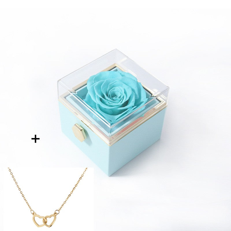 Valentine’s Day & Anniversary Surprise – Eternal Preserved Rose Gift for Women, Rotating Rose Jewelry Gift Box - Worthiy