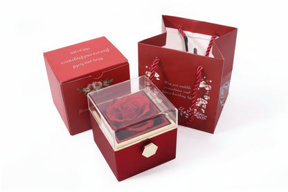 Valentine’s Day & Anniversary Surprise – Eternal Preserved Rose Gift for Women, Rotating Rose Jewelry Gift Box - Worthiy