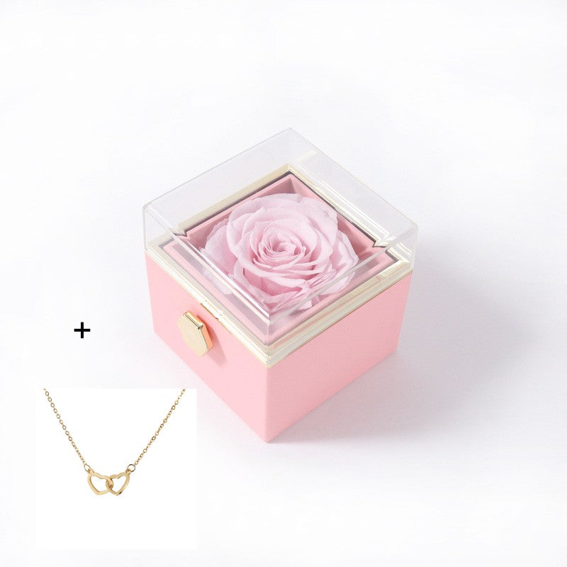 Valentine’s Day & Anniversary Surprise – Eternal Preserved Rose Gift for Women, Rotating Rose Jewelry Gift Box - Worthiy
